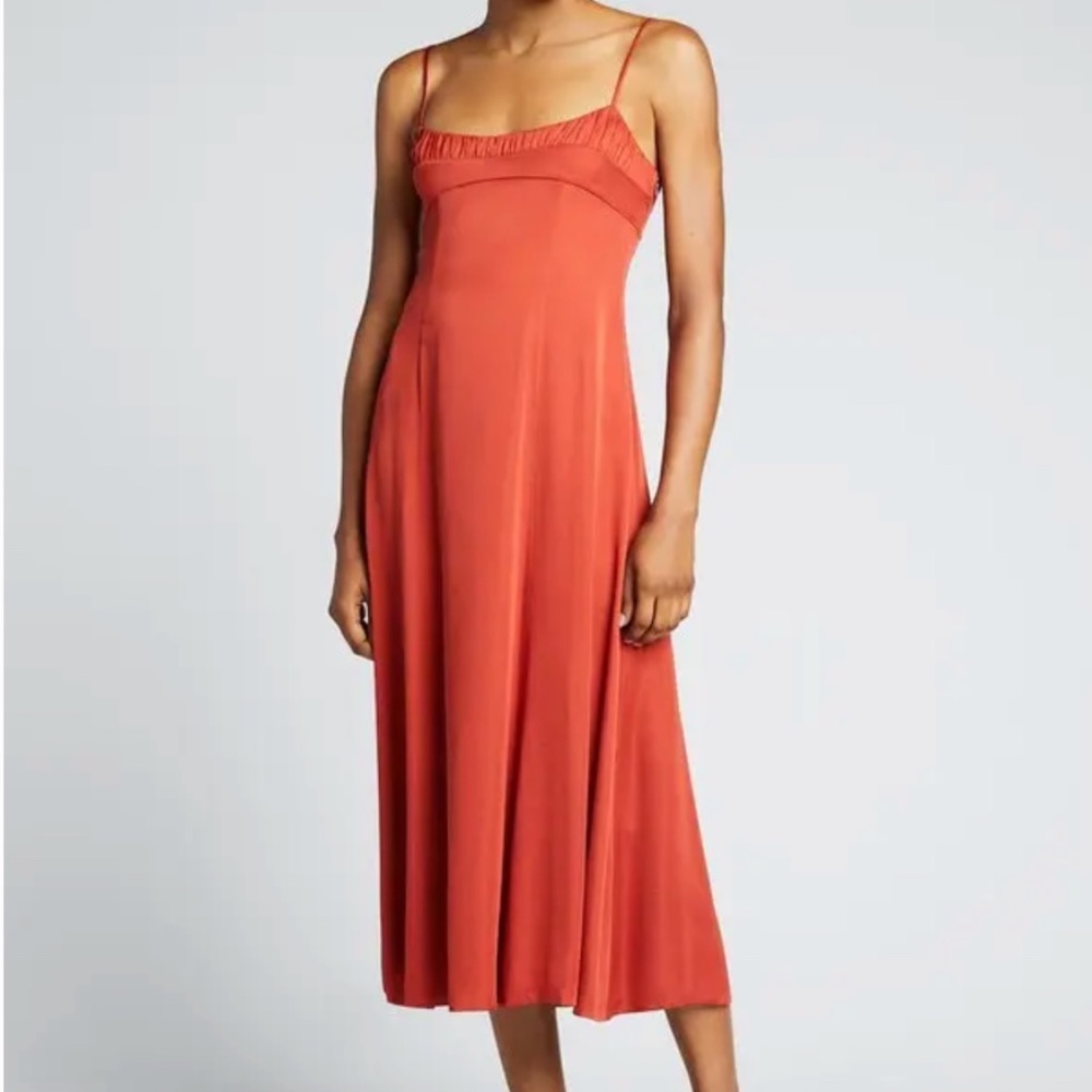 REBECCA TAYLOR Ruched Sateen Long Dress
